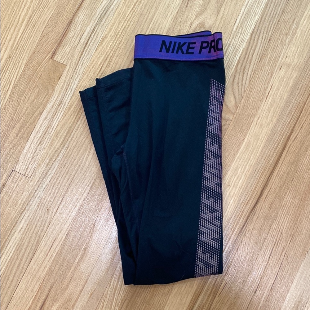 Nike Pro Black and Purple Leggings